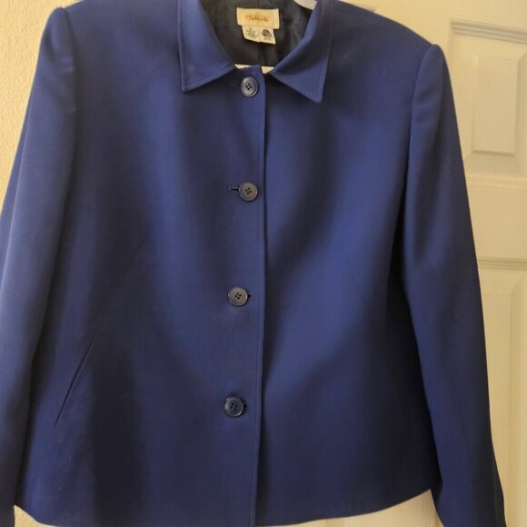 Talbot's 100% Warm wool Winter Wardrobe Navy blue lined classic blazer jacket 12 - Picture 5 of 8